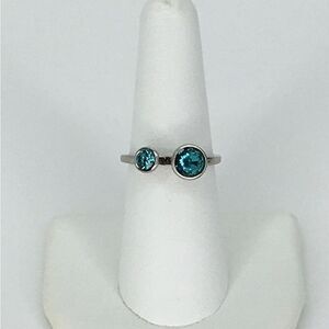 Vintage NVC Nataliya V. Collister Ring Silver Teal‎ Mother Child Estate Sz. 7